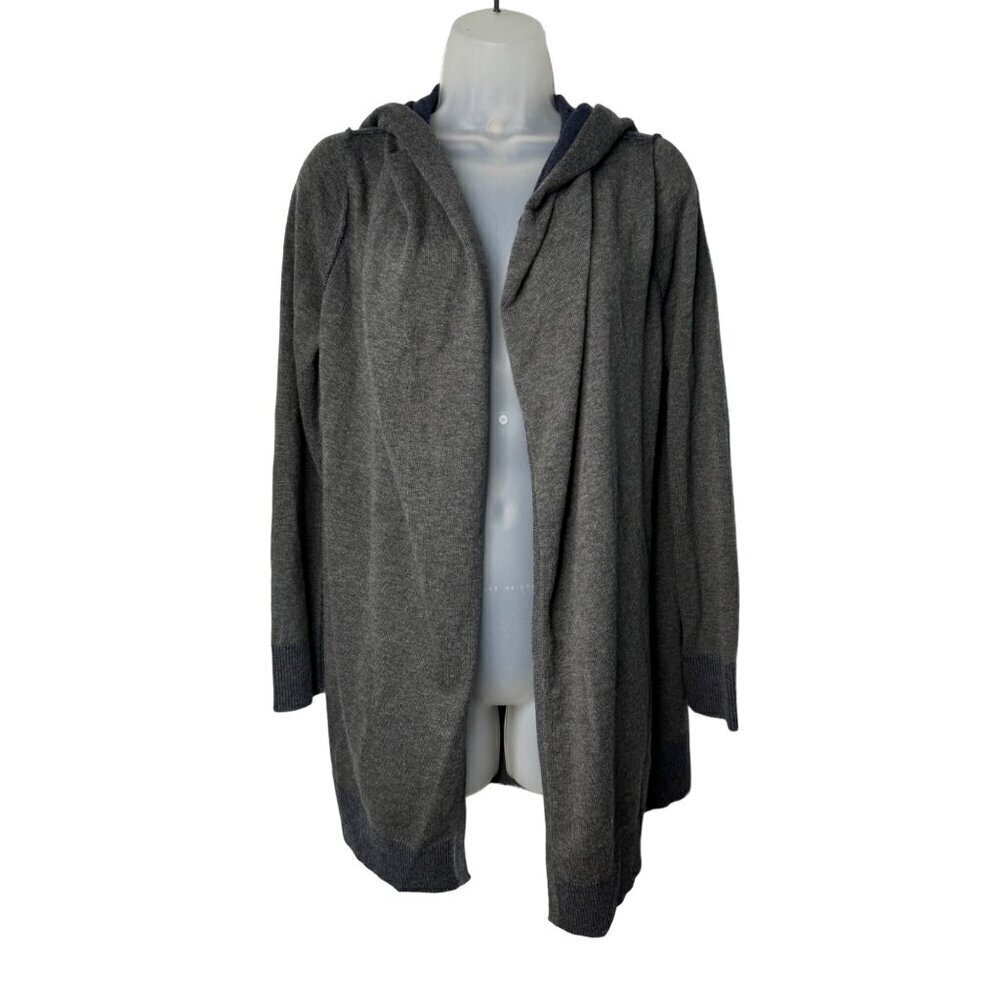 Joie Long Sleeve Longline Hooded Knit Open Cardigan SZ S-M Soft Grey